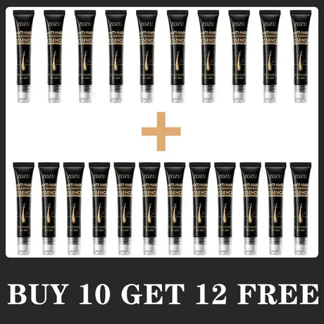 Promotional offer for ZOUZU hair care product tubes with a buy 10 get 12 free text.