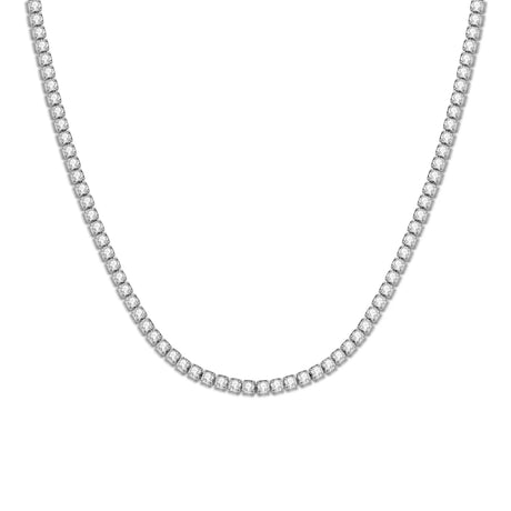 Silver chain necklace on a white background