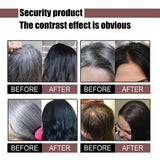 Before and after hair color transformation images with text 'Security product The contrast effect is obvious'.