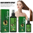 Hair growth spray with packaging and a woman with long hair, featuring the brand 'Jaysuing'.