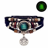 Multistrand bracelet with zodiac charm on a white background