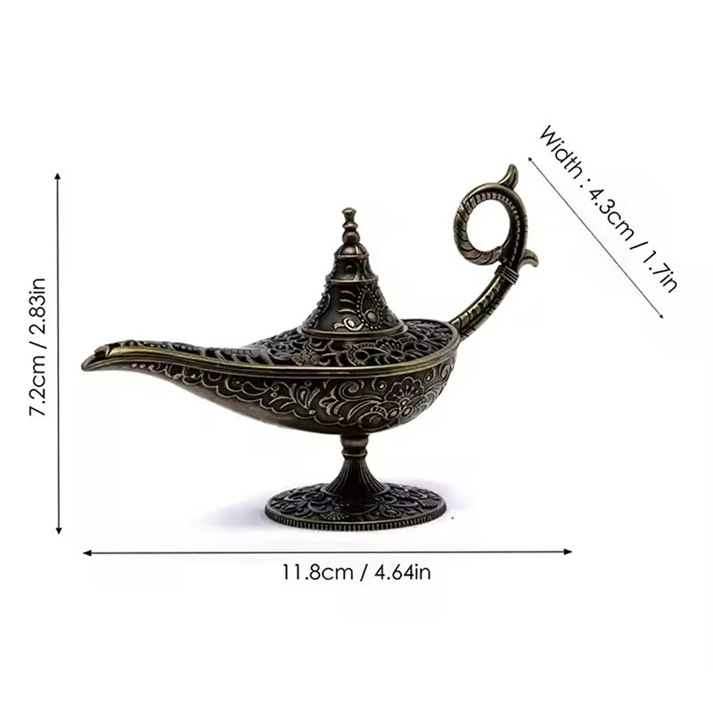 Decorative lamp with dimensions indicated on a white background