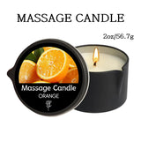 Massage candle with orange slices on the lid and 'Massage Candle Orange' text.