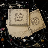 Set of cards with pentagram design on a astrological chart background