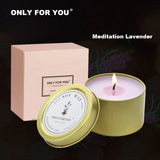 Soy wax candle in a green tin with 'Only For You' branding on a dark background.