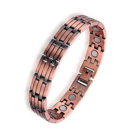 Copper magnetic bracelet on a white background