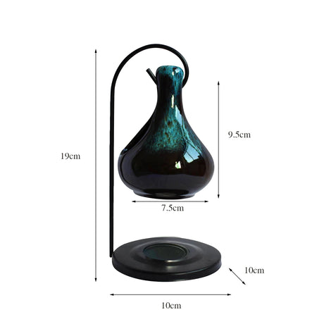 Decorative vase with measurements on a white background