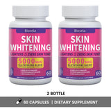 Two bottles of Biosela Skin Whitening dietary supplements on a white background