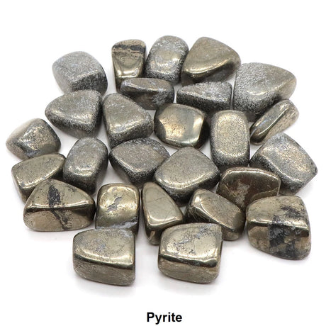 Pyrite stones on a white background