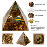 Crystal pyramid with labeled components and functions on a white background