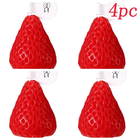 Four red strawberry-shaped items on a white background with '4pc' text.