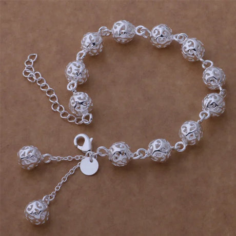 Pulsera de cadena con forma de corazón de plata de ley 925
