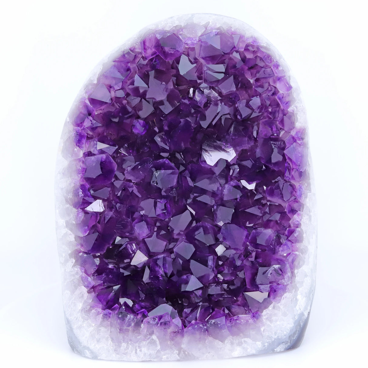 Purple crystal geode on a white background