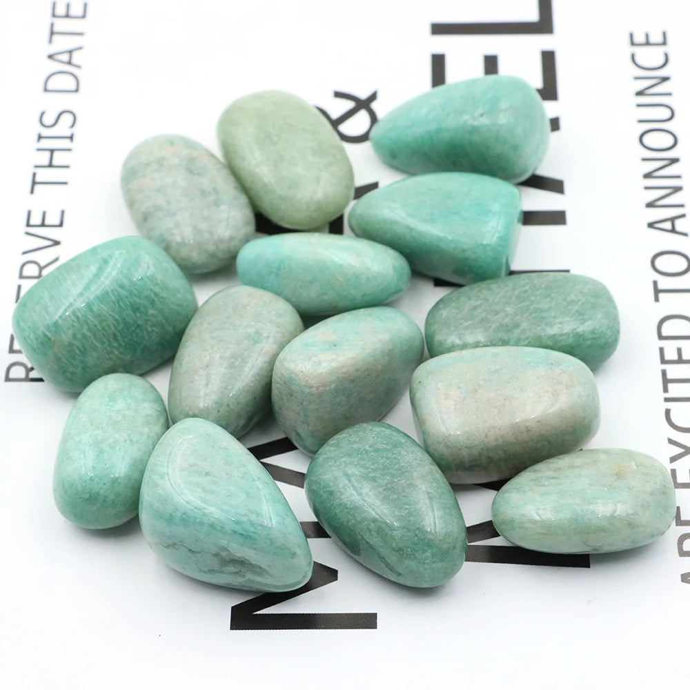 Turquoise stones on a white background with text overlay
