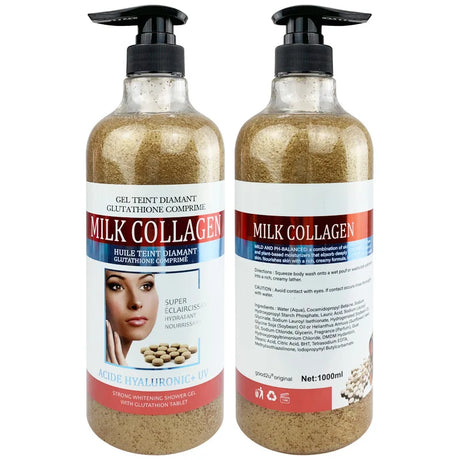 Two bottles of Milk Collagen product on a white background