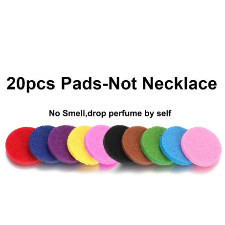 Row of colorful pads in various colors on a white background with text about the product.