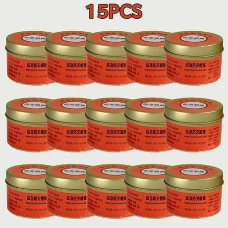 15 red and gold tins with Chinese text on a white background
