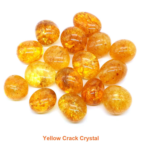 Yellow crack crystal stones on a white background