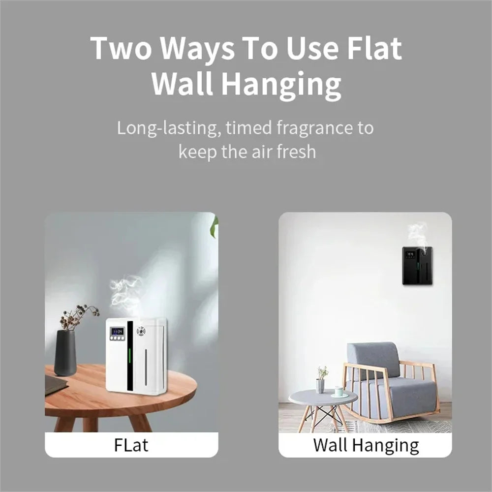 Two ways to use a flat wall hanging device for air freshness in a home setting.