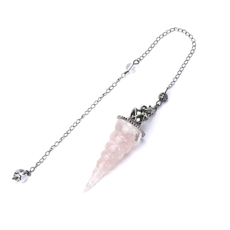 Crystal cone with chain on a white background