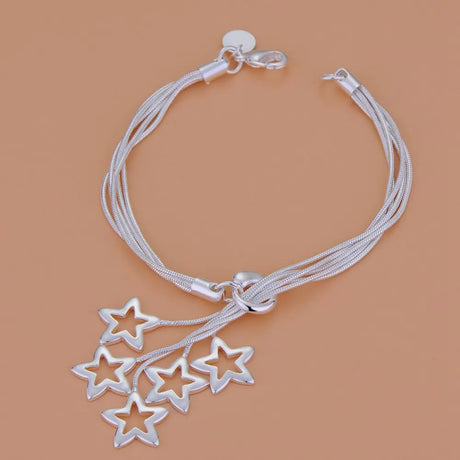 Pulsera de cadena con forma de corazón de plata de ley 925