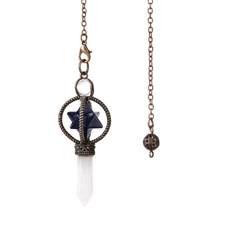 Necklace with a star-shaped pendant and clear crystal on a white background