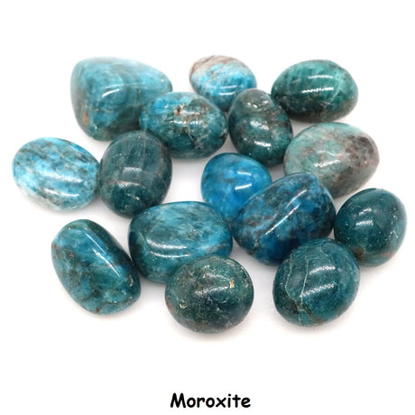 Collection of Moroxite stones on a white background