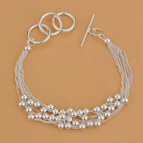 Pulsera de cadena con forma de corazón de plata de ley 925