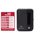 Black electronic device with a QR code and 'Namste' branding, alongside a red discount label.
