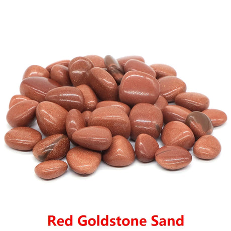 Red goldstone sand on a white background with 'Red Goldstone Sand' text.