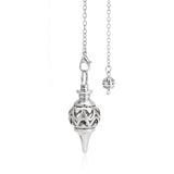 Silver pendant necklace on a white background