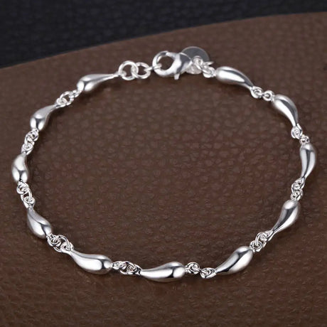 Pulsera de cadena con forma de corazón de plata de ley 925