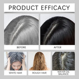 Before and after comparison of hair care product efficacy on different types of hair.