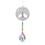Decorative hanging ornament with tree of life design and rainbow teardrop