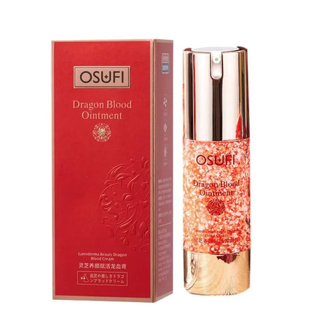 OSUFI Dragon Blood Ointment packaging with red box and gold bottle on white background