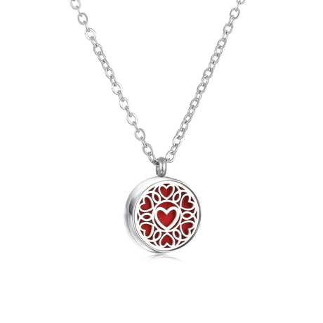 Necklace with a heart-themed pendant on a white background