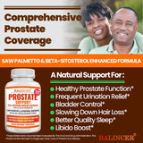 Advertisement for Balincer Prostate Support supplement with a couple and product packaging.