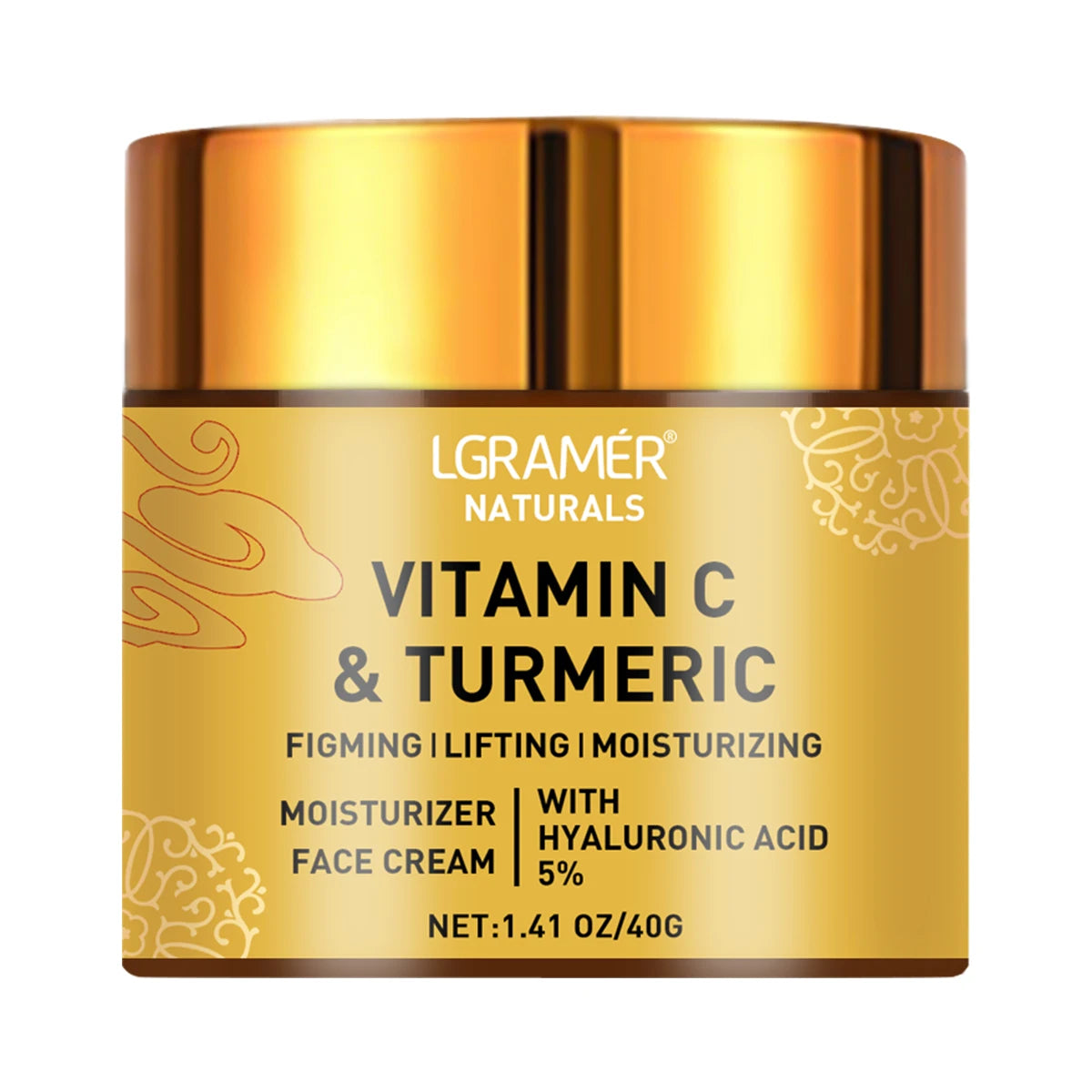 LGRØMER Naturals Vitamin C & Turmeric moisturizer face cream jar on a white background