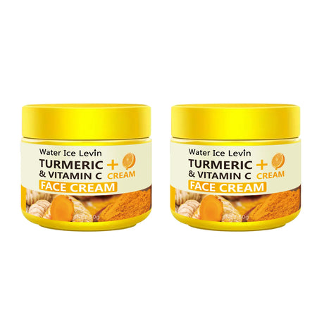 Two jars of Water Ice Levin Turmeric + Vitamin C Face Cream on a white background