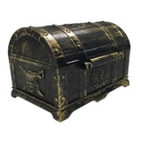 Black pirate-style treasure chest with gold accents on a white background