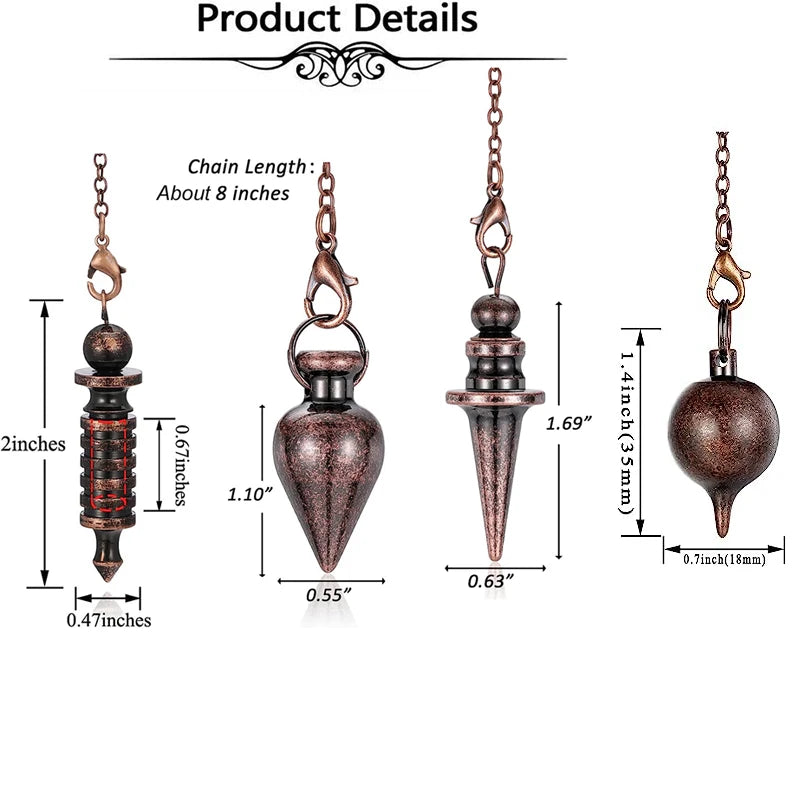 Measurement chart of a pendant with chain, showing dimensions and chain length.