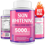 Pink and purple skin whitening supplement bottle with 'HOT DEAL' label on a white background