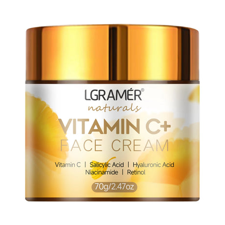 LGRAMÓR Vitamin C+ Face Cream jar with gold lid on a white background