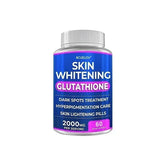 Bottle of skin whitening glutathione pills on a white background