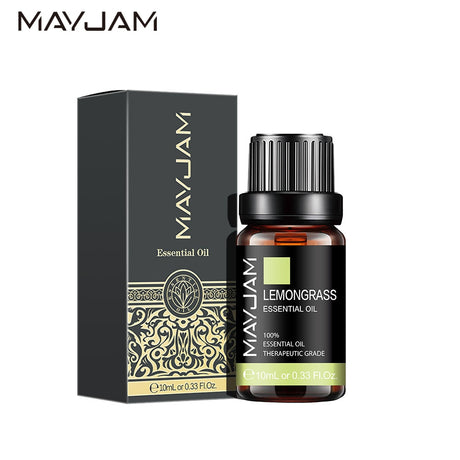 MayJam Lemongrass essential oil bottle and packaging on a white background