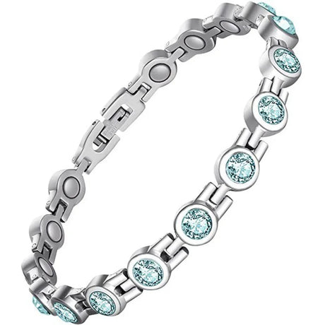 Silver bracelet with turquoise gemstones on a white background