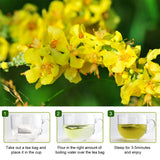 Yellow flowers with a step-by-step guide on how to make tea.