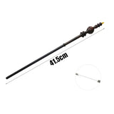 Black decorative rod with a measurement label on a white background