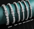 Set of diamond bracelets with size measurements on a dark background, featuring K.NOBSPIN branding.