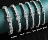 Set of diamond bracelets with size measurements on a dark background, featuring K.NOBSPIN branding.
